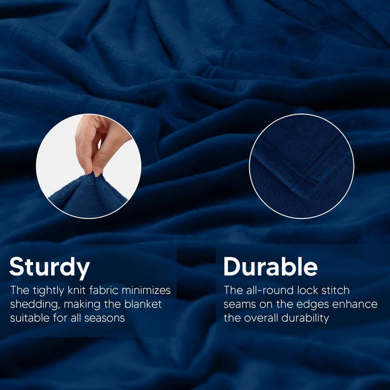 Utopia Bedding Navy Fleece Blanket [Double - 150 x 200