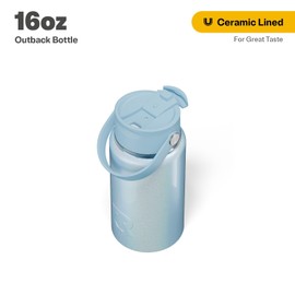 RTIC 16oz Outback Bottle, Insulated, Stainless Steel, Metal, Double Wall Vacuum-Insulation, Ceramic Lined, Leak-Proof Lid, BPA-Free Water Flask for Hiking, Running, Sports, Outdoor, RTIC Ice Glitter