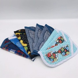 Handmade Sunglasses Eyeglasses Case Soft Fabric Lined and Padded 8" x 3.5" - Denim Look and Plaid