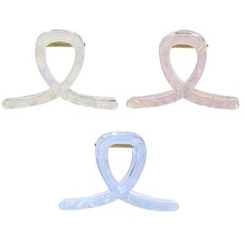 Textention Hair Claw Clips 3.1 inch No Slip Claw Clip Cellulose Acetate Clamp Grips for Women Girls Acrylic Plastic Hair Claws Mermaid Color Hair Styling Accessories (3 Pack)
