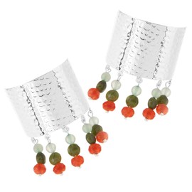 Healeved 2pcs Boho Chinese Style Ponytail Holder with Silver Glass Bead Tassel Hair Clips Buckle for Womens Parties Travel Daily Wear Elegant High Ponytail Cuff Accessories