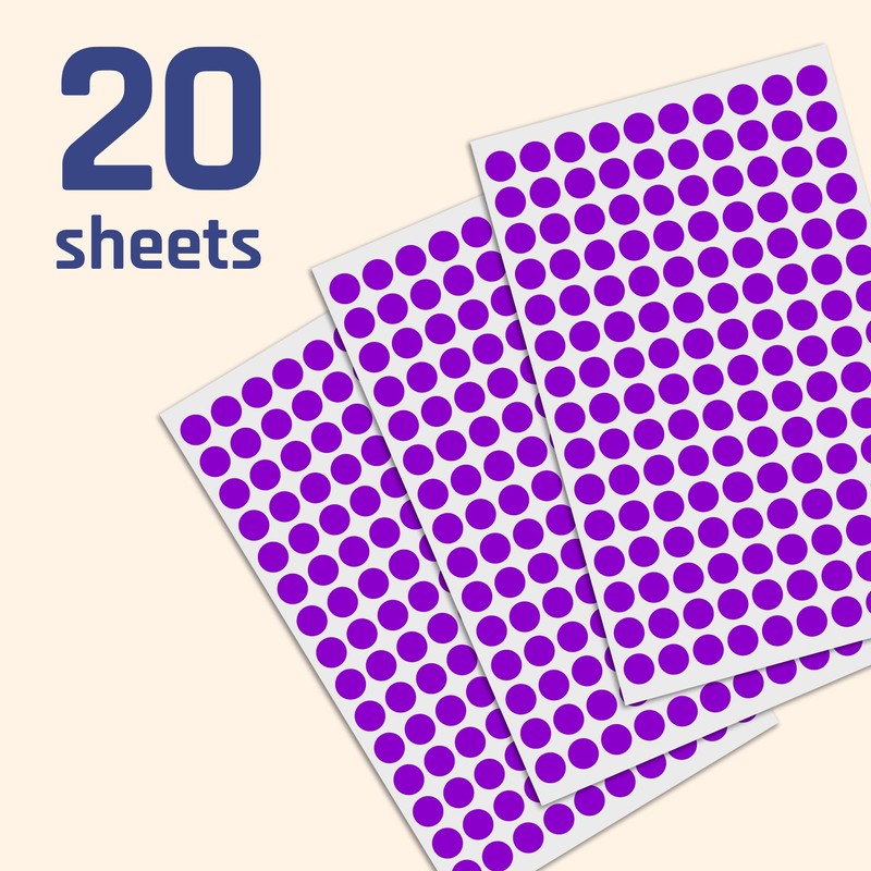 3000 Pack, 0.375" Round Dot Stickers Circle Labels - Purple