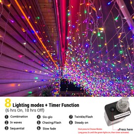 Toodour Christmas Icicle Lights, 35.4ft 432 LED Icicle String Lights with 72 Drops, Icicle Fairy Twinkle Lights for Christmas, Party, Holiday, Xmas Decorations - Multicolor