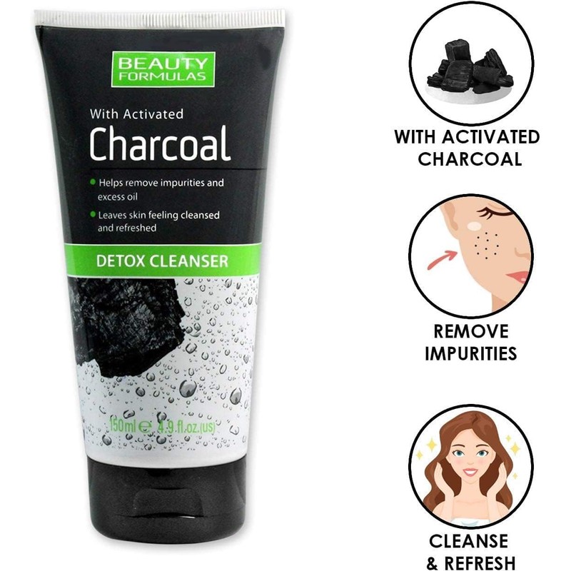 Beauty Formulas Activated Charcoal Detox Cleanser, 150ml, Pack of 3