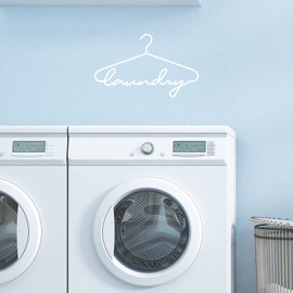 Vinyl Wall Art Decal - Laundry - 15" x 24.5" - Trendy Fun Lovely Hanger Design Quote Sticker for Home Bathroom Washing Room Space Laundry Dry Cleaners Business Storefront Decor (White)