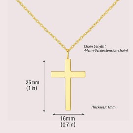 14K Gold Dainty Cross Necklace for Women, Tiny Gold Cross Pendant with Chain, Stylish Minimalist Cross Jewelry Gift for Women