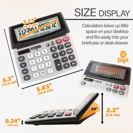 BAZIC 12-Digit Dual Power Desktop Calculator with Adjustable Display (3012)