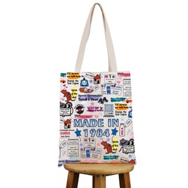 PWHAOO 40th Birthday Gift Made In 1984 Tote Bag Turning 40 Year Old Handbag 40 Year Old Party Merch 1984 Birthday Gift (Made In 1984 T)