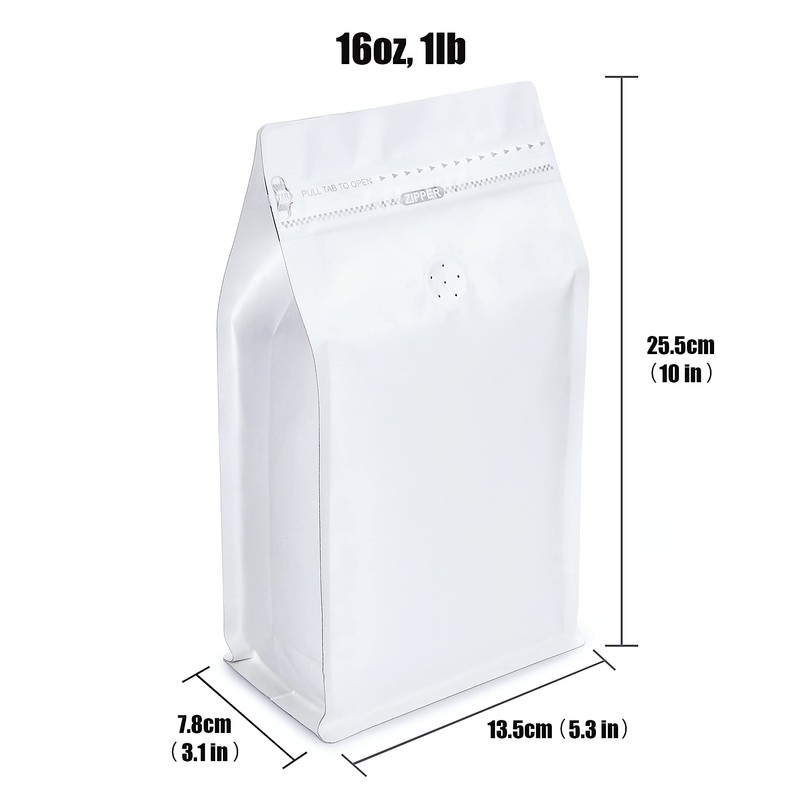 White Kraft Paper Stand Up Coffee Bag/Flat Bottom Coffee Pouch