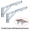 Sumnacon Sturdy Folding Shelf Brackets - Heavy Duty White Metal