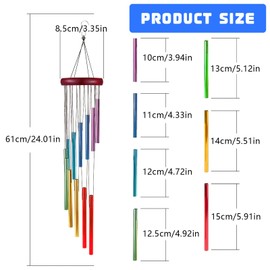 NINGYER Pack of 2 Wind Chimes, Hanging Chime Wind Chime with 24 Metal Tubes for Garden, Balcony, Patio, Backyard, Home Decor (Rainbow Colours)