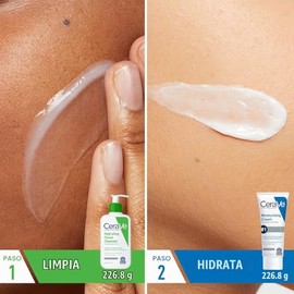 CeraVe Crema hidratante y lavado facial hidratante para el cuidado de la piel seca | Crema facial y corporal y limpiador facial hidratante sin espuma 