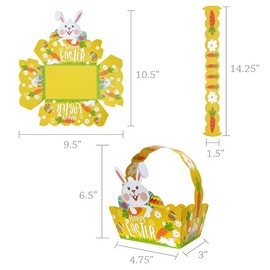 allydrew Easter Gift Baskets with Handle, Treat Boxes for Eggs, Cookies and Candy, Set of 12, Vibrant Easter Eggs