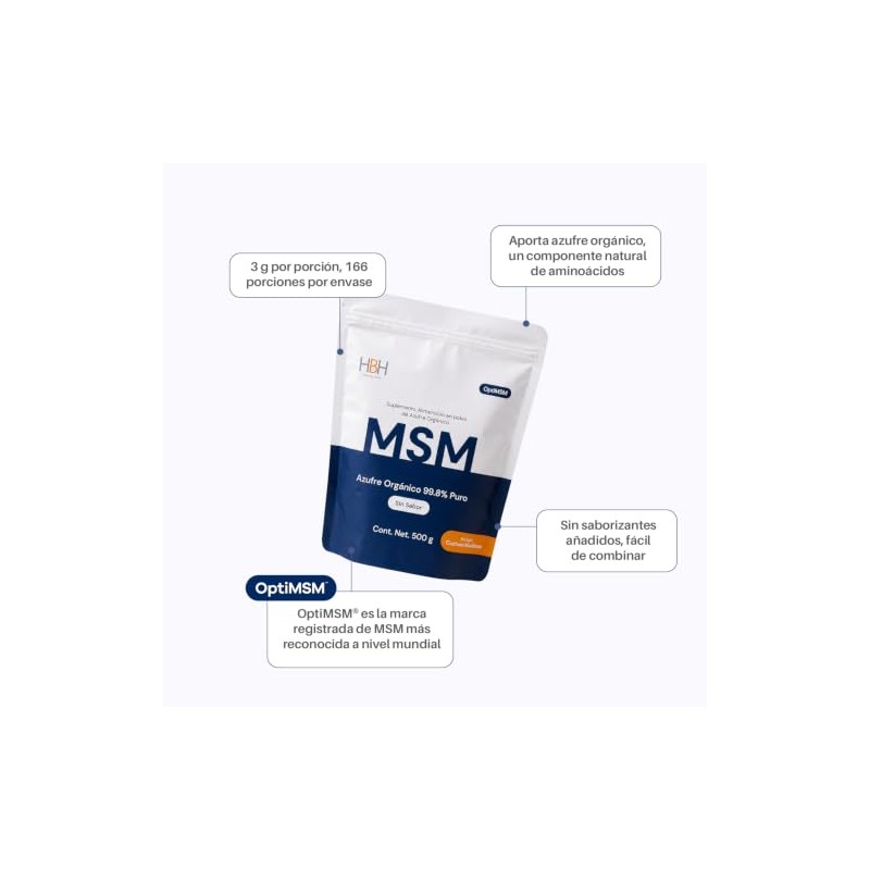 OptiMSM MSM de Alta Pureza, Apoyo a Tejidos Conectivos y