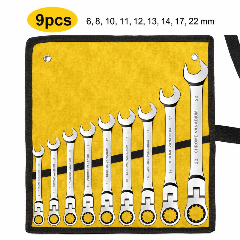 Metric Flex-Head Ratcheting Wrench Set for Auto Repair – 72-Tooth