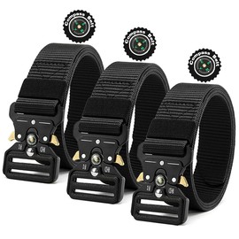 DOOPAI Tactical Belt,Military Style Belt, 3 Pack Riggers Belts for Men, Heavy duty quick release buckle with compass