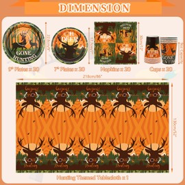 Hunting Party Supplies Tableware Serves 20 Guests, Including Plate, Napkins, Tablecloth, for Camo Camping Hunting Birthday Party Decorations (Serves 20)