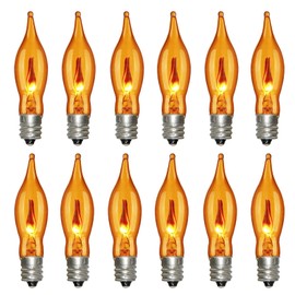 Bokoiuu 12PK Orange Flickering Flame Bulb, C18 1W Power per Candle Warmer Bulb, 12 Lights LED Clear Orange Flame Bulb Dances with Flickering Orange Light, E12 Flame Candelabra Bulb Screw Base
