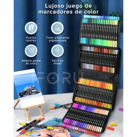 Marcadores Doble Punta 132 Colores Brillantes Pincel y Punta Fina 0.4 mm                                                                              