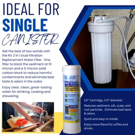CLEAR2O® RV 2 IN 1 DUAL FILTRATION REPLACEMENT WATER FILTER - CDF1501 PRE-FILTER & CARBON FILTER
