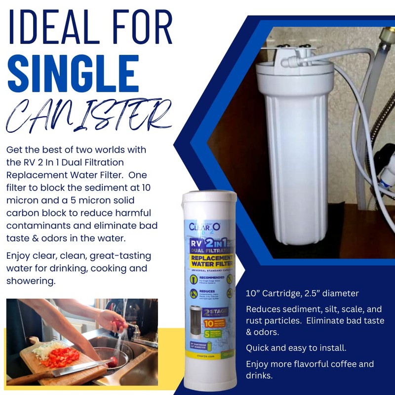 CLEAR2O® RV 2 IN 1 DUAL FILTRATION REPLACEMENT WATER FILTER