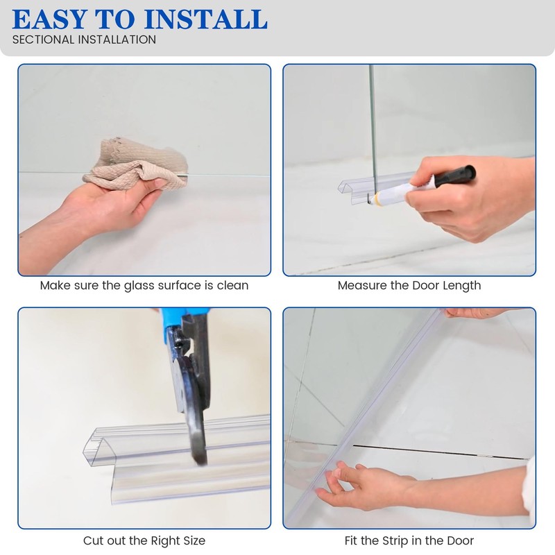 Bathroom Shower Glass Door Bottom Seal Strips, Length 36 Inch