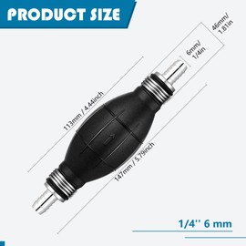 BBTO 4 Pieces Black Primer Bulb Rubber Fuel Pump Transfer Vacuum Fuel Primer Bulb Marine Gas Siphon Hand Pump Outboard Fuel Line for Petrol Marine Boat Accessories (1/4'' 6 mm)