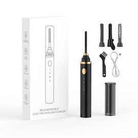 Smiling Shark Beheizter Wimpernzange, 2025 Neue 360°Elektrische Wimpernbürste mit 3 Temp & 5s Aufheizen【Verlängernde/Definition/Curler】3-in-1 Wimpernzange Geeignet für Alle Wimpern, Schwarz