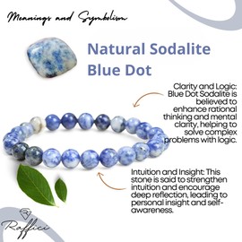 Raffici Blue Dot Sodalite Gemstone Beads Bracelet Anxiety Bracelet Stone Healing Bracelet Ajustable Stretch Gemstone Beads Bracelet for Women Teen Girls Unixes Gift
