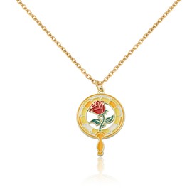 PLITI Princess Belle Gift Belle Fans Gift Rose Flower Necklace For Fairy Tale Princess Lover (rose fan nec)
