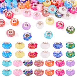 78 abalorio facetadas de agujero grande de 5 mm con abalorio espaciadoras europeas Rondelle coloridas de resina para manualidades, pulseras, joyas, llaveros