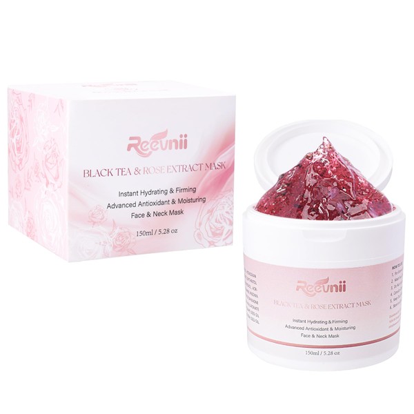 Reevnii Black Tea & Rose Extract Face Mask, Instant Hydrating