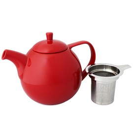 FORLIFE Curve Teapot with Infuser, 45-Ounce, Red