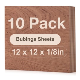 ROBOTIME 10-Pack Bubinga Plywood for Laser Cutting - 12 x 12 x 1/8 Inch Laser Engraving Blanks - Unfinished Wood for Crafts