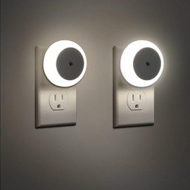 X-Merxincs 2 Pack Night Light Plug into Wall Motion Sensor Dusk to Dawn, 0.5W Soft Cool White Bright Led Nightlight for Adults, Kids Room, Bathroom, Hallway, Bedroom,Kitchen