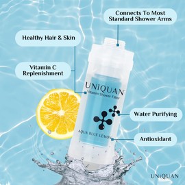 Uniquan Premium Vitamin Shower Filter - Vitamin C Infused, Soften Hard Water, Chlorine & Flouride Removal, Healthy Skin & Hair, Easy Installation,Korea, Aromatherapy – AQUA BLUE LEMON