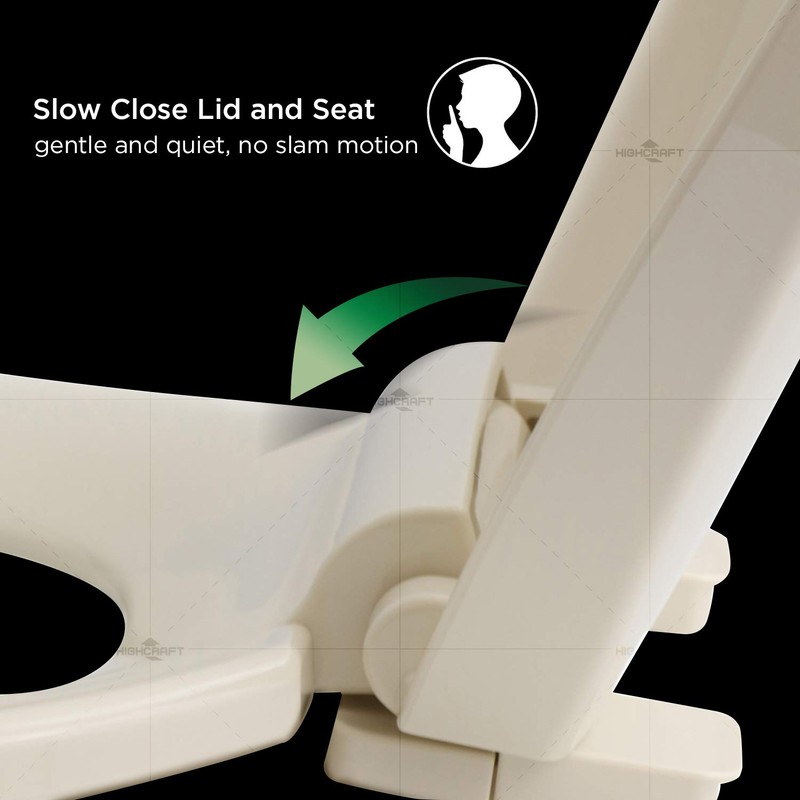 Highcraft B4TSPE Elongated Plastic Toilet Seat Slow Close ∙ Easy