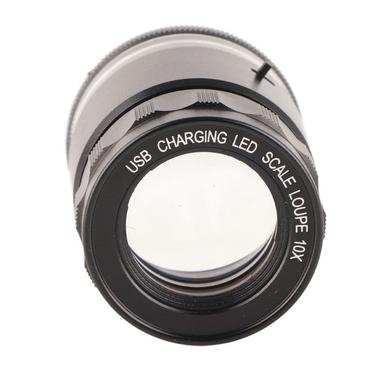 Illuminated Jewelers Loupe 6 LEDs 10X Rechargeable 28mm Field LED