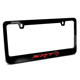 iPick Image Made for Dodge SRT Hellcat Red in 3D Dark Gray Letters on Black Metal License Plate Frame