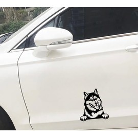 MAKTEM Siberian Husky Car Decal for Dog Lover, Husky Graphics Window Decal as Automotive Embellishment, Peeking Cute Husky Car Sticker Window Decals Anime (Siberian Husky)