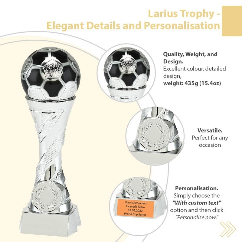 Larius Football Cup Award Trophy in Gold and Silver (without