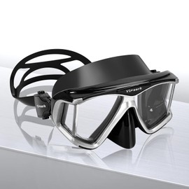 Yimserk Diving Mask for Adults, Anti-Fog Tempered Glass Snorkel Mask with Nose Cover, 180° Panoramic Swim Goggles, Soft Silicone Seal, Adjustable Strap – Scuba Mask for Snorkeling, Swimming