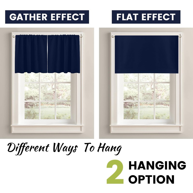Yakamok 18 Inches Long Blackout Curtain Valances for Kitchen Windows