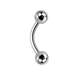 Pierced Owl - Internally Threaded Implant Grade 23 Solid Titanium Curved Barbells, Sold by Piece (14GA - 8mm (5/16") - 4mm Ball Size)