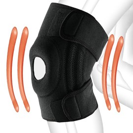 Rodilleras Deportivas con estabilizadores laterales y almohadillas de gelde, Rodillera Ortopedica de Compresion para Menisco y Ligamentos, Rodilleras Gym para Deportes Protección, Negro