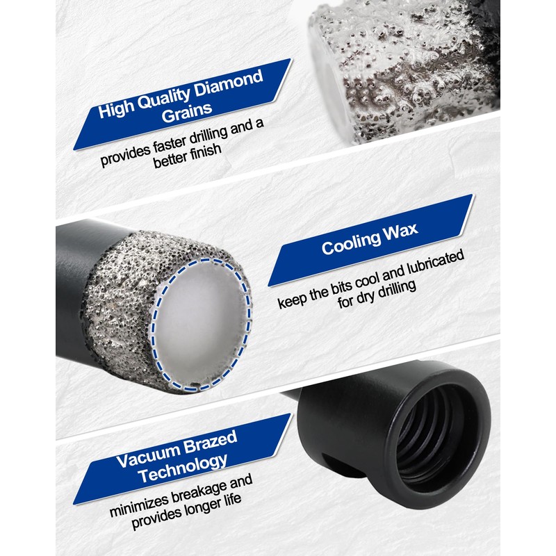 SHDIATOOL Diamond Core Drill Bits 2PCS 1/2 Inch(13mm) for Porcelain