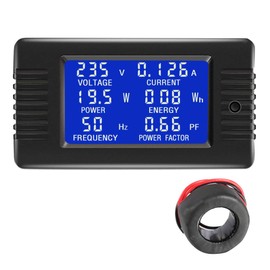 CrocSee AC 80-260V 100A CRS-022A LCD Display Digital Current Voltage Power Energy Frequency Power Factor Multimeter Ammeter Voltmeter with 100A Solid Core Current Transformer