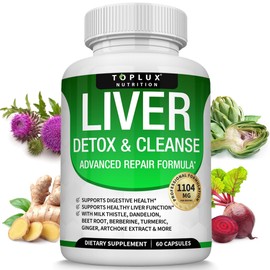 Liver Cleanse Detox & Repair Formula Liver Detox Supplement – Milk Thistle with Dandelion, Artichoke, Turmeric, Beet Root, Turmeric & More for Natural Fast Herbal Cleansing Non-gmo Vegan 60 Capsules