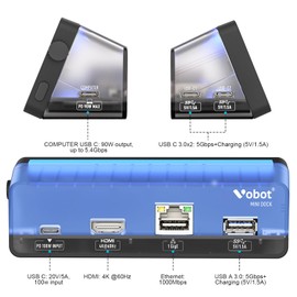 USB C Laptop Docking Station (7-in-1), USB C Hub with Screen, Multiple Built-in Apps, Docking Station with HDMI 4K@60Hz, 90W Max Power Delivery, 1 Gbps Ethernet, USB C Dock for Mac/Dell (Black)