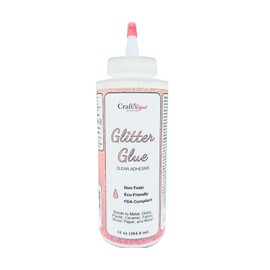 CrystaLac Glitter Glue Adhesive Permanent Bonding Non Toxic Water-Based for Adhering & Sealing Crafts, Non-Yellowing with No VOCs, Bonds to Metal Glass Plastic Ceramic Fabric & More, 12-Fl.Oz., Clear